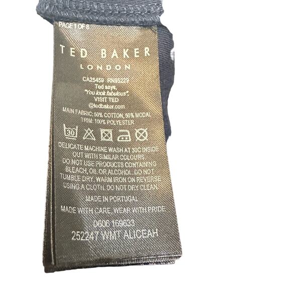 Ted Baker Navy Blue Striped Metallic Trim Aliceah Jogger sz 4=L - Picture 13 of 15